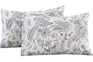 ECOCOTT 2 Pack Pillowcase Standard Size with Vintage Floral Pillow Cases Set, 100% Cotton Standard Pillow Covers Envelope Closure (Standard, 20"x26")