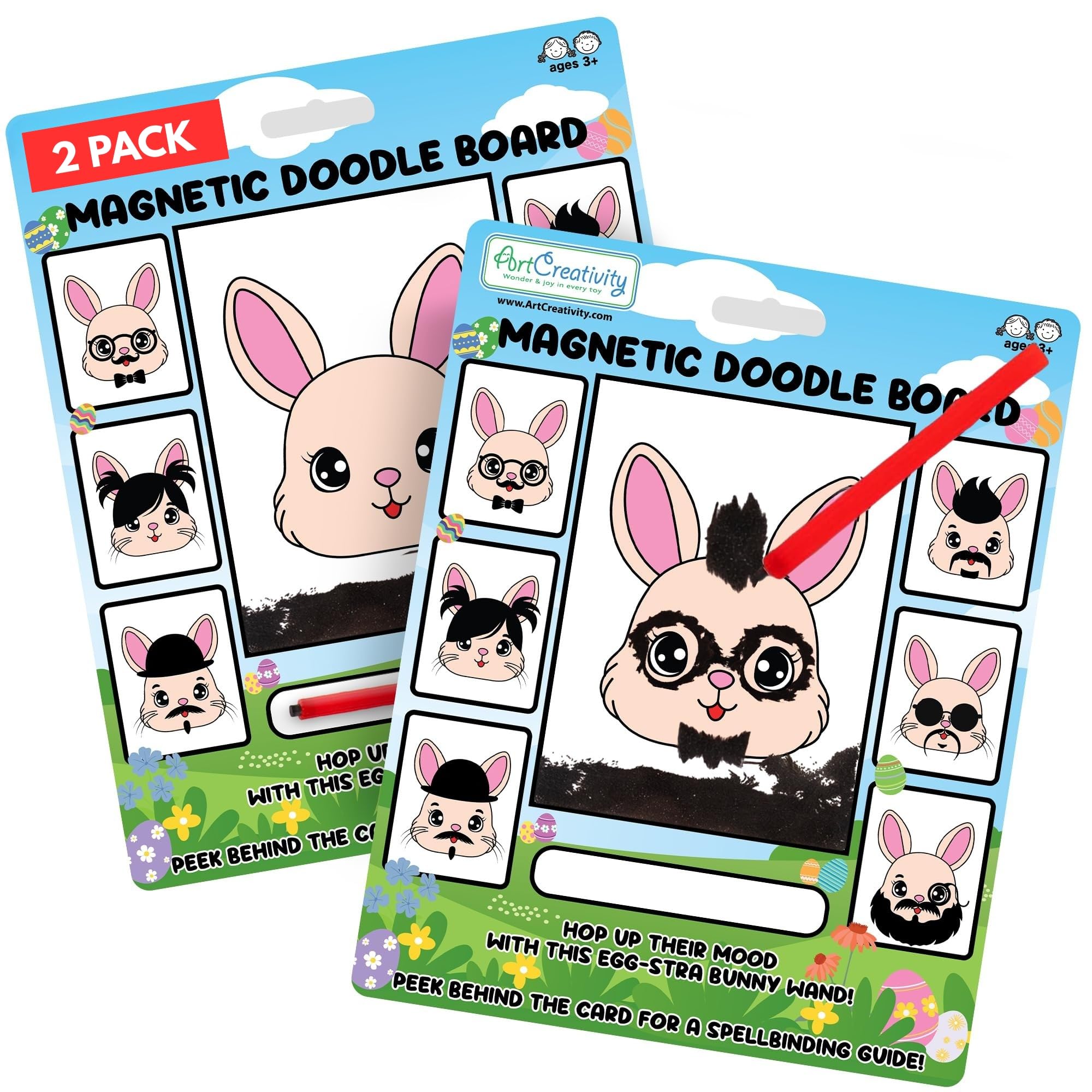 ArtCreativity Easter Magnetic Drawing Bunny - 2 Pack - Vintage Retro Toys, Easter Basket Stuffers, Easter Activities Kids, Easter Travel Toys for Kids, Easter Basket Ideas Gifts