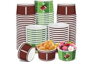 GiftPioneer 50pcs Large Football Snack Bowl, 12oz Football Snack Cups, Disposable Bowls Paper Bucket, Football Party Supplies for Sports Event, Gameday, Carnivals, Birthday, Party Decor