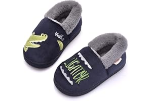 Ainikas Toddler Boys Girls Slippers Fluffy Little Kids House Slippers Warm Fur Cute Animal Home Slipper