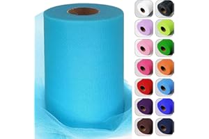 LUCEINVITA Turquoise Tulle Fabric Roll 6 Inch by 100 Yards (300 feet) Sheer Tulle Netting Spool Tulle Ribbon for Tutu Skirt Gift Wrapping Wedding Baby Shower Party Decorations DIY Crafts