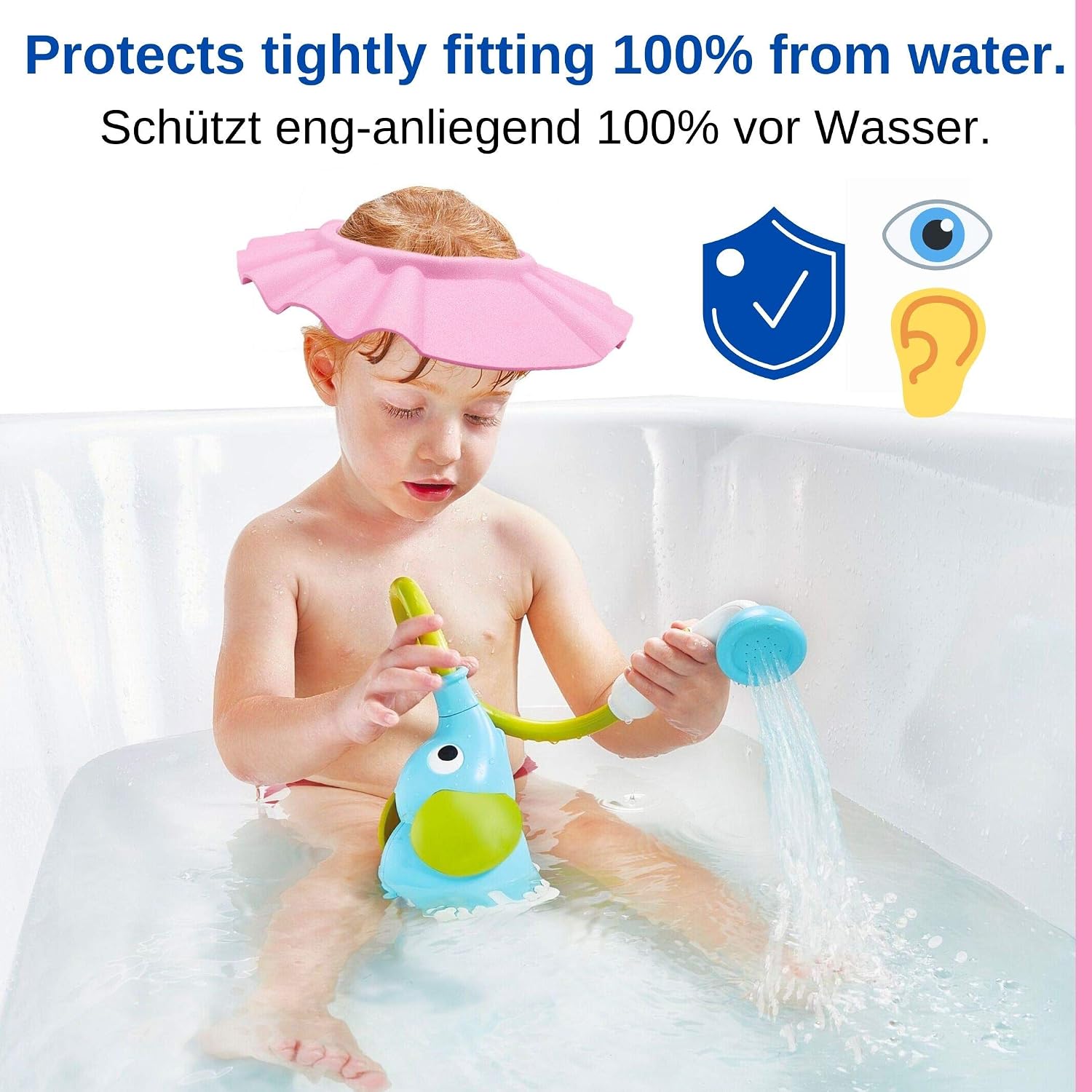 Shampoo Shower Cap for Kids with 4-sizes Clip-Closing, for 0-9 Years old Children - Image 3