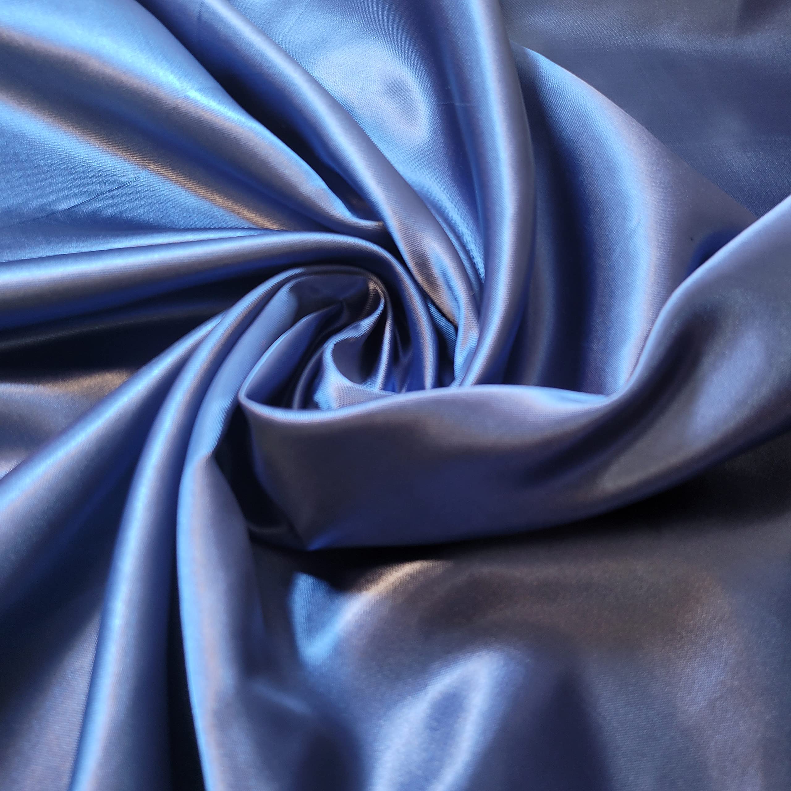 Silky Satin Fabric – Plain Solid Colour Luxury Dressmaking & Craft Material | Ideal for Wedding, Prom, Décor | 58" (150 cm) Wide | Sold Per Meter (Pre-Cut Lengths) (Navy Blue, 5 Meter)