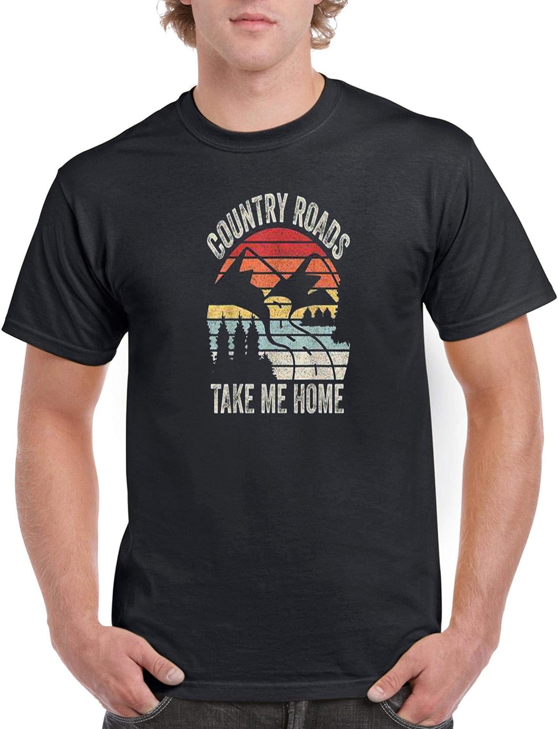 Amazon.com: Vintage Retro Country Roads Take Me Home Tshirt, Vintage