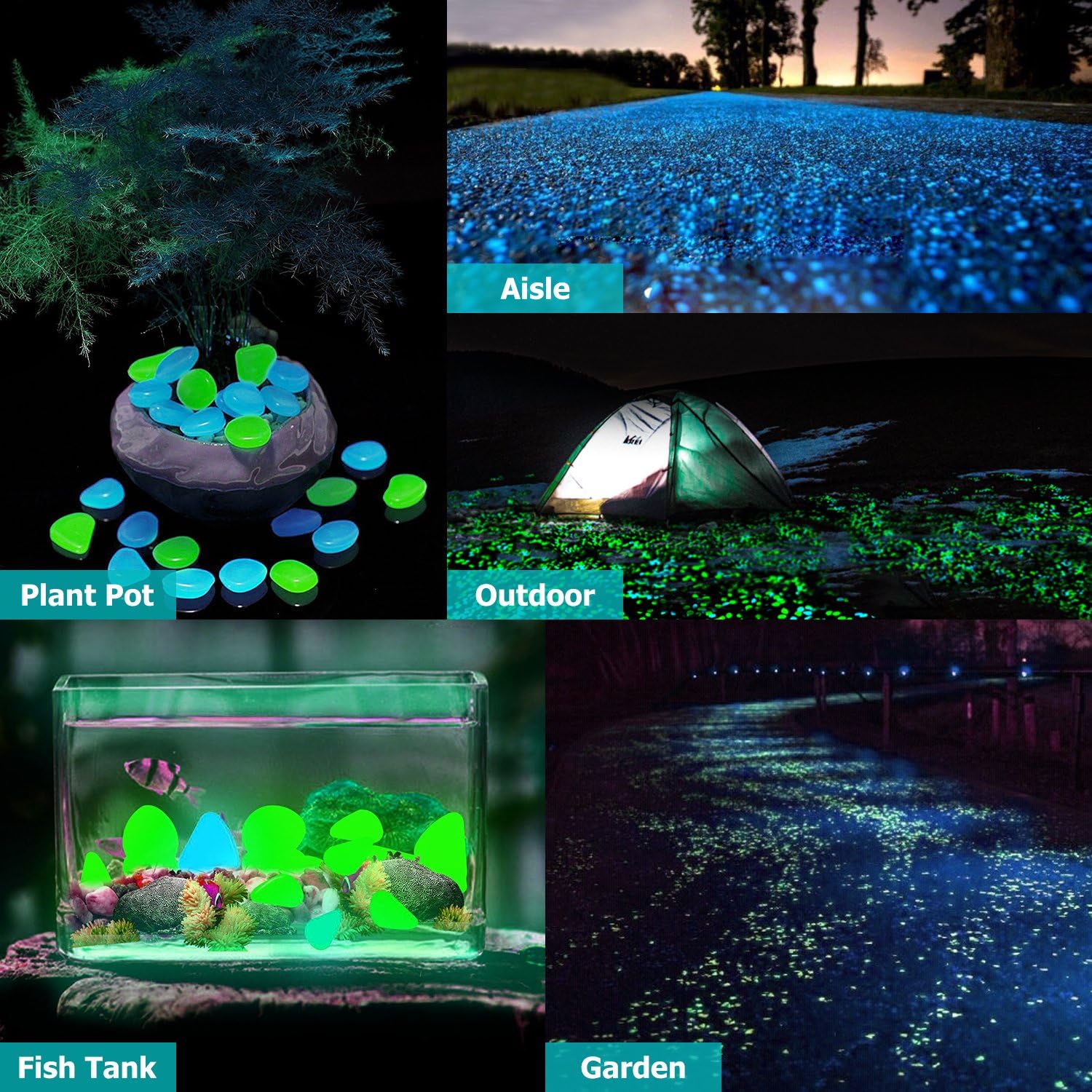SUNNEST Glow in The Dark Garden Rocks, Decor Pebbles Stones for Indoor and Outdoor, DIY Decorative Luminous Stones for Yards Lawns Walkways Garden Driveway Plants and Aquarium : Garden & Outdoor