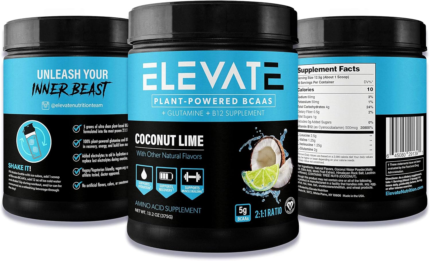Elevate Nutrition PlantBased Vegan BCAA Supplement for Muscle Building