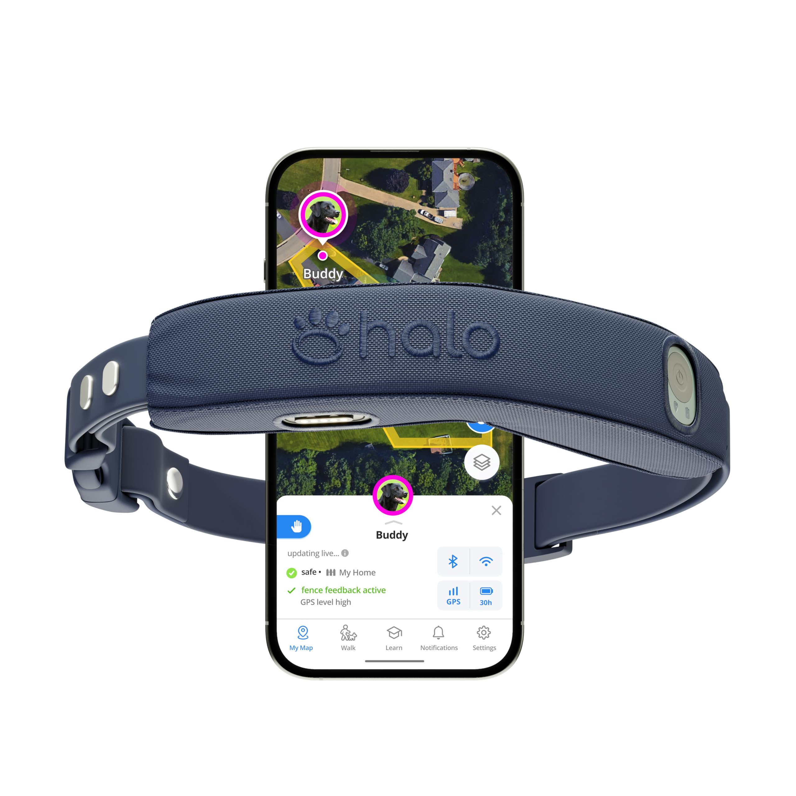 Photo 1 of Halo Collar 4, All New GPS Wireless Dog Fence & Dog Training Collar with GPS Tracker, Subscription Required, Waterproof, One Size, Midnight
