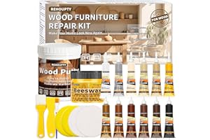Wood Furniture Repair Kit, All-in-One Hardwood Floor Scratch Repair Kit Include Wood Putty & 12 Colours Wood Touch Up Markers