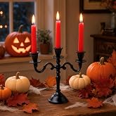 Rely+ 3 Arm Baby Candelabra Black Matte 8 Inch Taper Candle Holders Gothic Decorations Candlesticks Holder Home Decor Wedding Parties Centerpiece for Dining Table