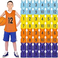 48 Pcs Team Sports Pinnies Youth Scrimmage Vest Soccer Training Bibs Reversible Numbered Football Practice Jerseys for Youth 