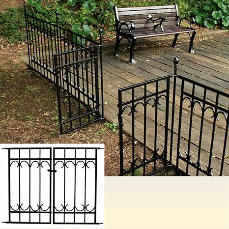 Amazon ガーデンフェンス フェンス ゲート 柵 扉 目隠し トレリス ブラック ゲート単品 フェンス 垣