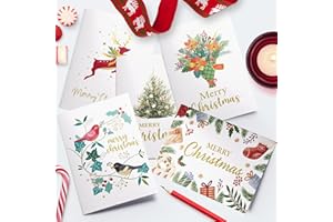 Dessie 30 Unique Christmas Cards with Envelopes 4x6 and Gold Sealing Stickers. Short Greetings Inside. Boxed Christmas Cards and Happy Holiday Greeting Cards Set.