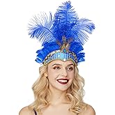 Gionforsy Carnival Headpieces for Women Feather Headdress Mardi Gras Accessories 1920s Flapper Headband