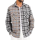 ZAFUL Men’s Wool Blend Shirt – Plaid Button Up Shirt Jacket with Double Chest Pockets