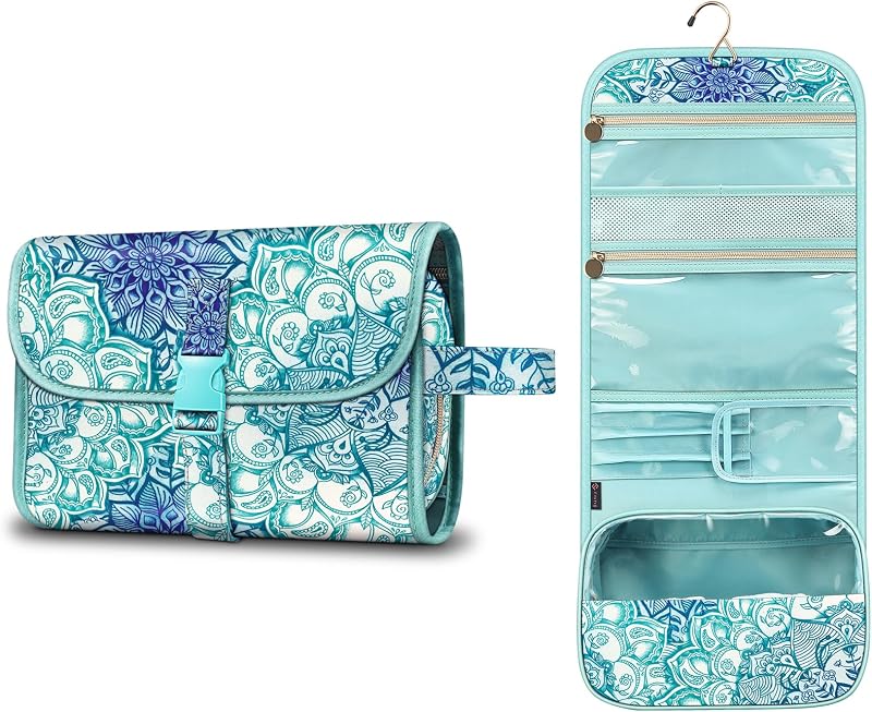 FINPAC Portable Toiletry Bag Emerald Illusions Large Water Resistant Hanging