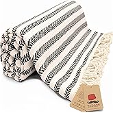 Bazaar Anatolia Turkish Beach Towel – 100% Cotton, Quick Dry, Sand Free Boho Farmhouse Style for Bathroom, Travel, Camping – Oversized 71x39 Inches – Arpa Black
