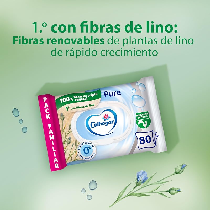 Pure Moist 8x80 - Papel Higiénico Húmedo Desechable por el WC - Sin Alcohol - Para Pieles Sensibles - Dermatológicamente Testado - 640 Unidades