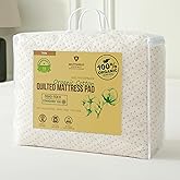 Luxury Quilted Organic Cotton Mattress Protector Twin Size - Premium 380 GSM Waterproof & Breathable Pad - Deep Pocket Fitted Cover - Soft & Silent Protection