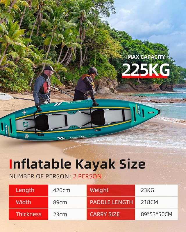 Kayak Hinchable 420cm para 2 Persona 2 Lugar 420x89x23cm Azul