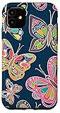 iPhone 11 Butterfly Bugs Cute Yellow Pink Teal Blue