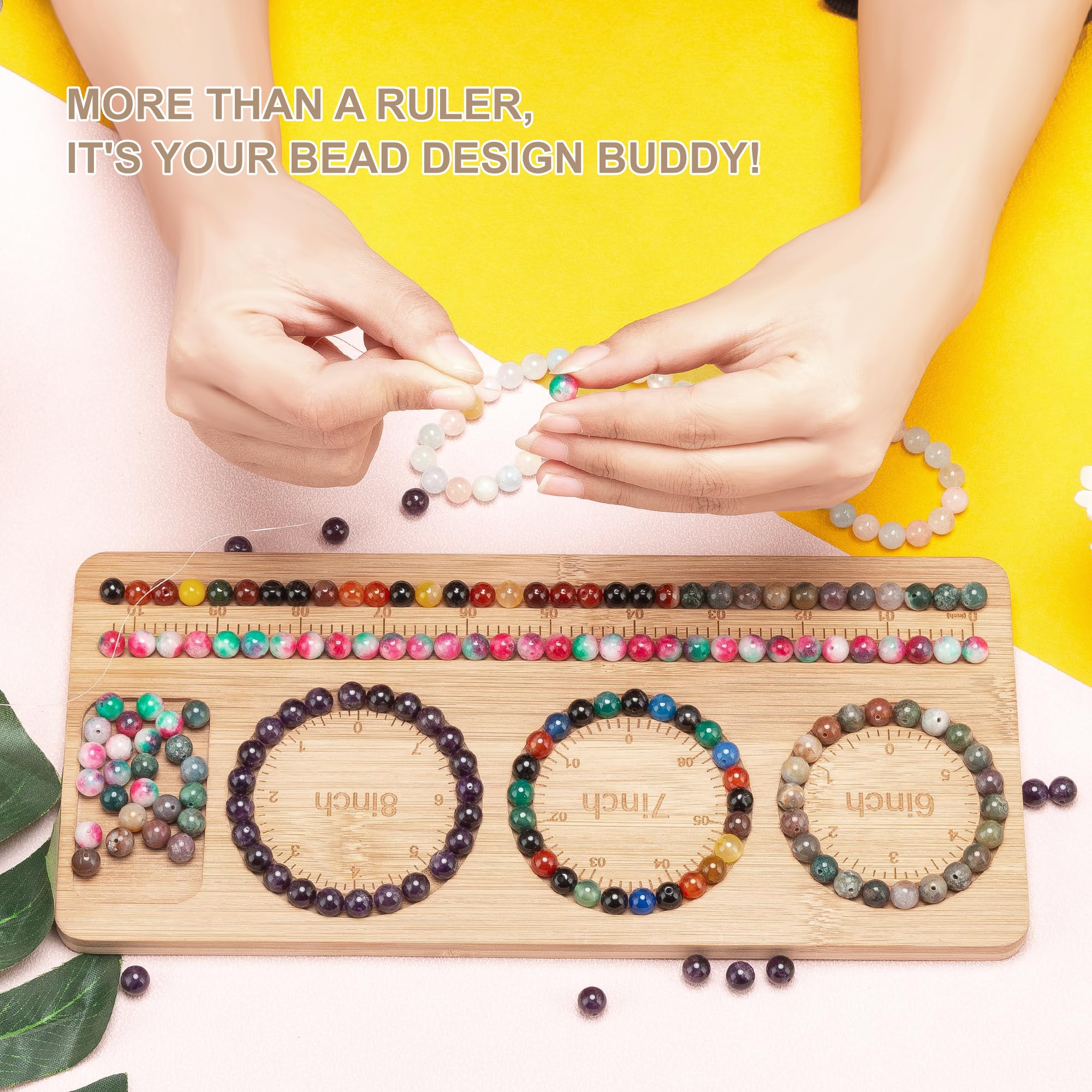 HSZCTUY Bead Board for Jewelry Making, Bamboo Beading Board for Bracelet Making, Beads Maker, Bracelet Making Kit, Bead Tray, Bracelet Sizer, Jewelry Making Supplies