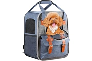 PY SUPER MODE Pet Cat Carrier Backpack, Soft-Sided Dog Carrier for Cats, Small Dogs and Puppy up to 18lbs, Airline Approved Dog Carrier Privacy Protection for Home Outdoor Travel (Blue)