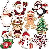 Glitter Printed Xmas Gift Labels - 63Pcs Christmas Name Tags with String and Reindeer, Santa, Snowman Gift Labels for DIY Holiday Present Wrapping