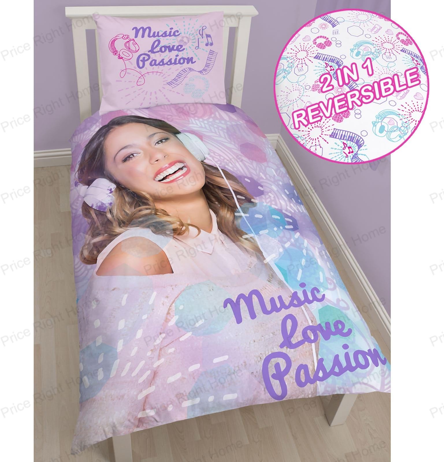 Disney Violetta V Star Single/US Twin Duvet Cover and Pillowcase Set