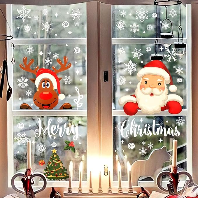 Christmas Window Sticker Decorations, 8 Sheets Christmas Xmas Window