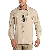Outdoor Ventures Men's UPF 50+ UV Sun Protection Shirt, Long Sleeve Hiking Fishing Shirt Cooling Quick Dry for Safari Travel
