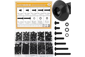 376 Pieces M4 Screws Nuts Washers Set Black, Sutemribor M4 x 6/8/12/16/20/25/30mm Button Head Socket Cap Screws Nuts Washers Assortment Kit, 10.9 Grade Alloy Steel, Fully Threaded