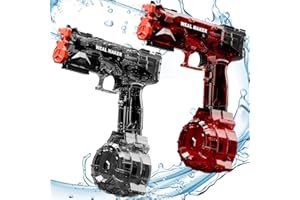 YTKIH 2P Strongest Electric Water Pistol with 400 Ammos, BEFORALLA Transparent Automatic Squirt Guns High Powered IP67 Waterproof, Bodinator Classic Water Gun Summer Pool Toys for Kid/Aldult