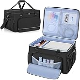 YARWO Printer Carrying Case Compatible with DNP/Fujifilm/HiTi Dye Sublimation Photo Printer, Padded Printer Travel Bag with Divider for Thermal Photo Printer, Media Rolls, Paper, 18.5 x 16.5 x 12.6 in