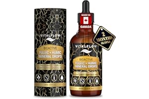 VITALFLOW Fulvic + Humic Trace Mineral Drops, 3:1 Humic-Fulvic Blend | Water-Extracted from Canadian Humalite | 60 mL Amber D