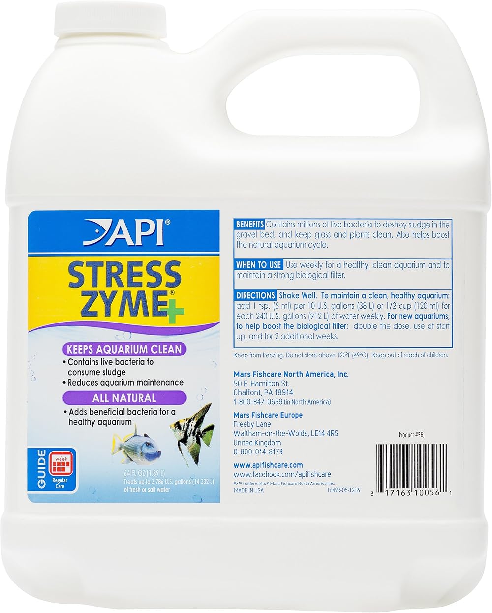 API Stress Zyme Freshwater and Saltwater Aquarium Cleaning Solution 1.9 L