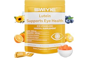 Swiyie Lutein Gummies – Eye Vitamin and Mineral Supplement with 20mg Lutein & 4mg Zeaxanthin – Gummy Vitamins for Eye Health Support – Naturally Flavored, 60 Gummies