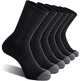 CS CELERSPORT Men's Cotton Crew Socks Breathable Full Cushioned Athletic Boot Socks for Work Hiking Outdoor 6 Pack