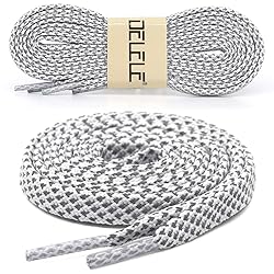 DELELE 2 Pairs Reflective Shoelace Flat White
