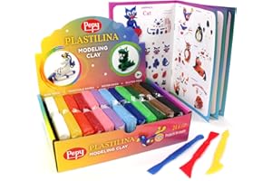 Pepy Plastilina Reusable and Non-Drying Modeling Clay Gift; Set of 24 Bars with Modeling Tools & Tutorial, 2 Each of 12 Colors, 1.4 oz Bars, Perfect for Arts and Crafts Projects