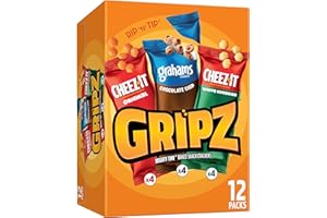 CHEEZ-IT Gripz Mini Baked Snack Crackers, Sweet and Salty Snacks, Variety Pack, 11oz Box (12 Pouches)