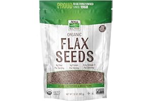 NOW Foods, Organic Flax Seeds, Source of Essential Fatty Acids and Fiber, Certified Non-GMO, Kosher, 2-Pound (Packaging May Vary)