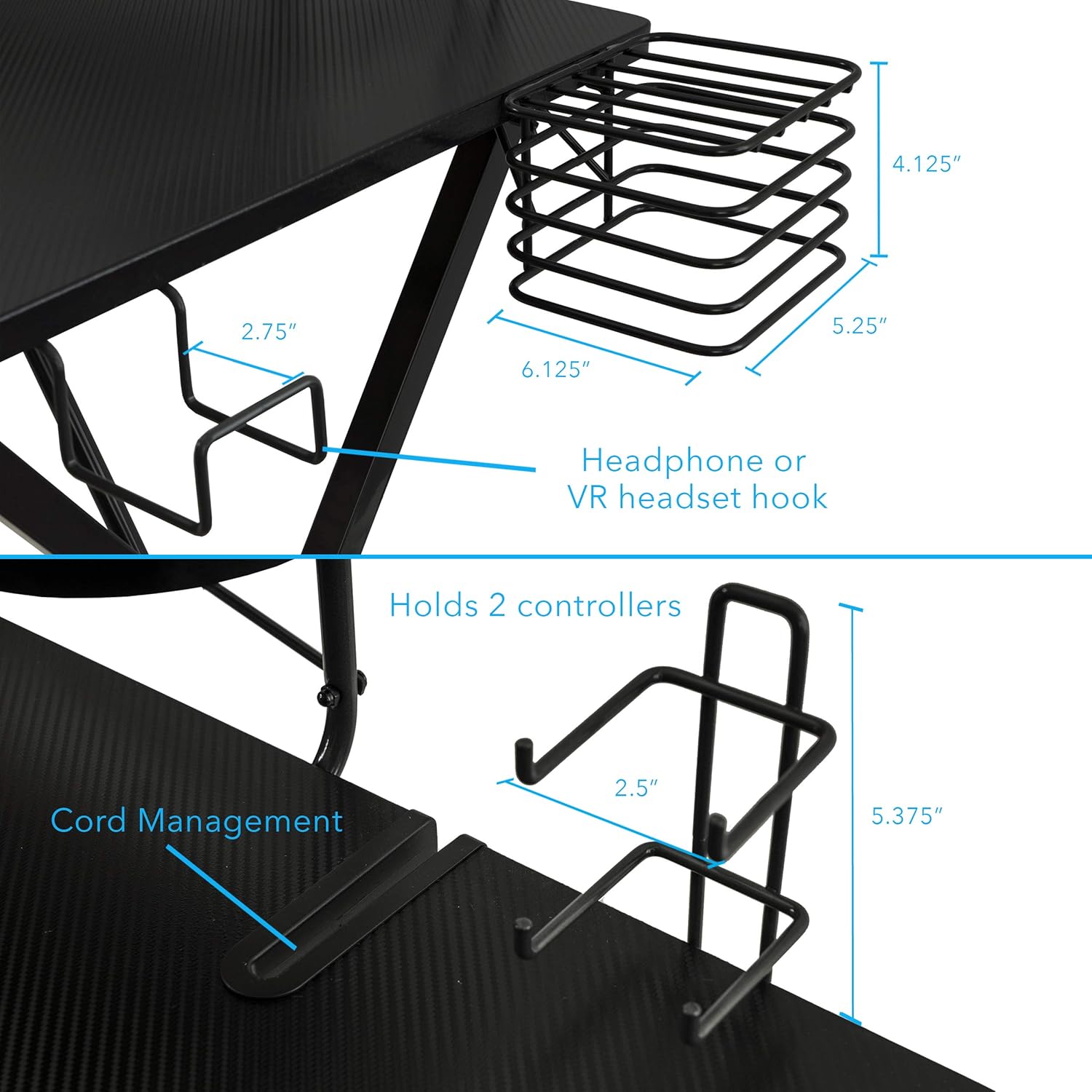 Atlantic Gaming Original Gaming-Desk Pro - Curved-Front, 10 Games, Controller, Headphone & Speaker Storage, 40.25x23.5 inch Curved Front Desktop, Enhanced Larger Design: Furniture & Decor