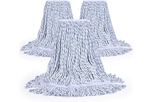 Matthew Cleaning Rayon Finish Mop Head Replacement, Commercial Mops for Floor Cleaning and Finishing, 4-Ply Premium Synthetic