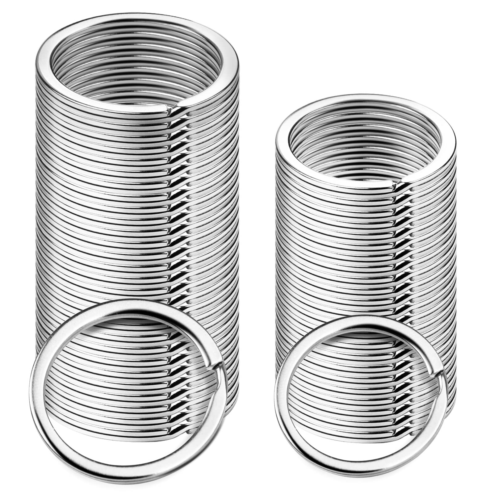 Sopito Key Rings, 100 PCS Flat Split Rings Metal with Size 25mm and 28mm for Home Keys and DIY Crafts