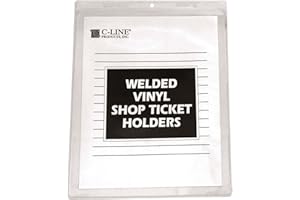 C-Line Vinyl Shop Ticket Holder for 9 x 12 Inch Insert with Clear Sides 50 Count (80912)