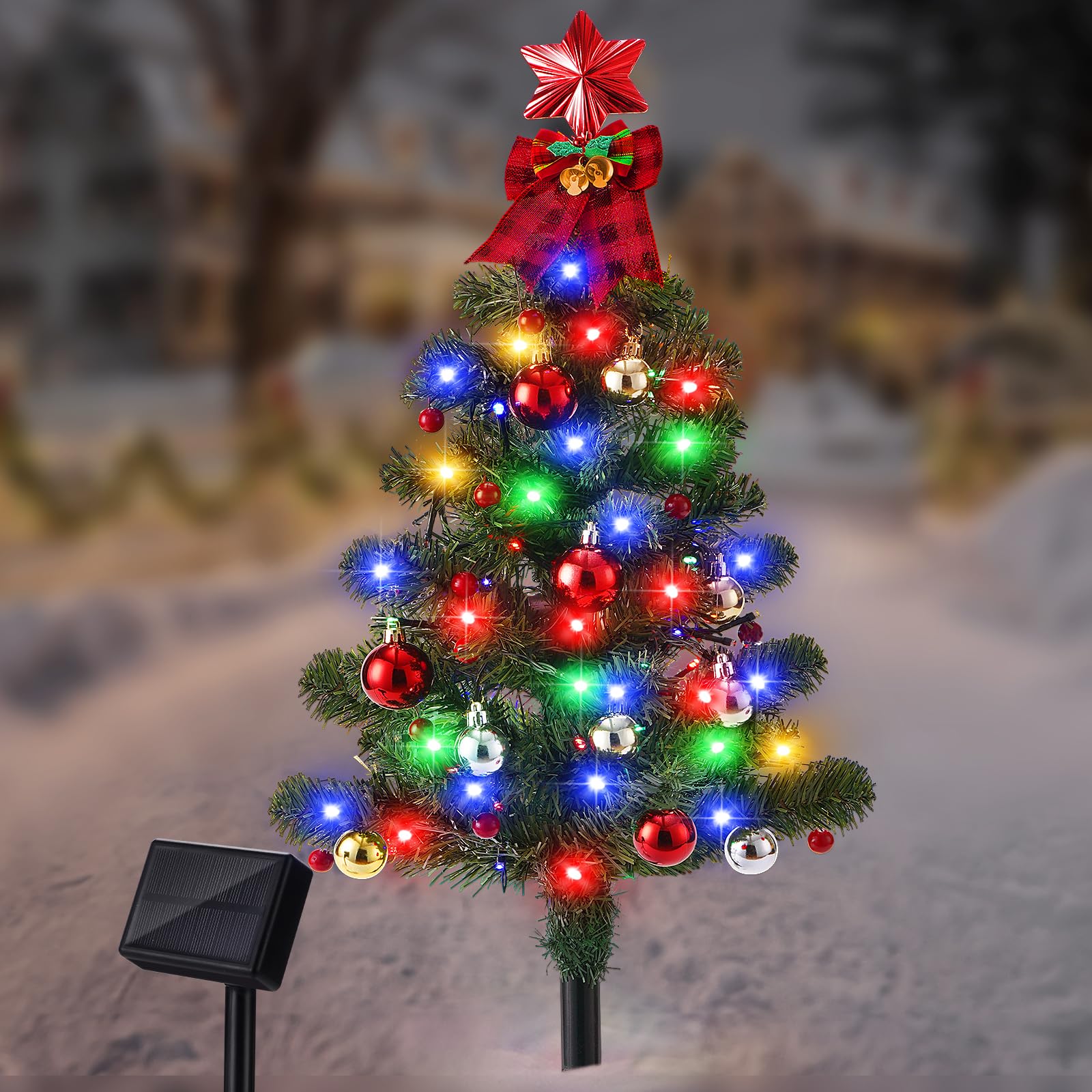 Photo 1 of *USED*
Brightever 3FT Solar Christmas Trees for Outside, 100LED Christmas Outside Decor Solar Powered with 8 Lighting Modes, Small Solar Xmas Decorations for Cemetery Pathway Patio Landscape, Multicolor