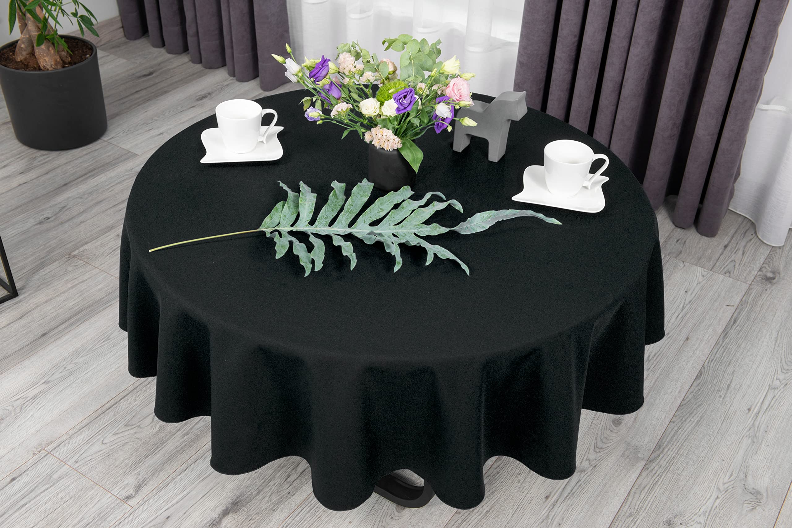 NIBLO Tablecloth Table Runner Table Linen Table Decoration Table Cloth (Black, Oval Tablecloth - 120 x 260 cm)