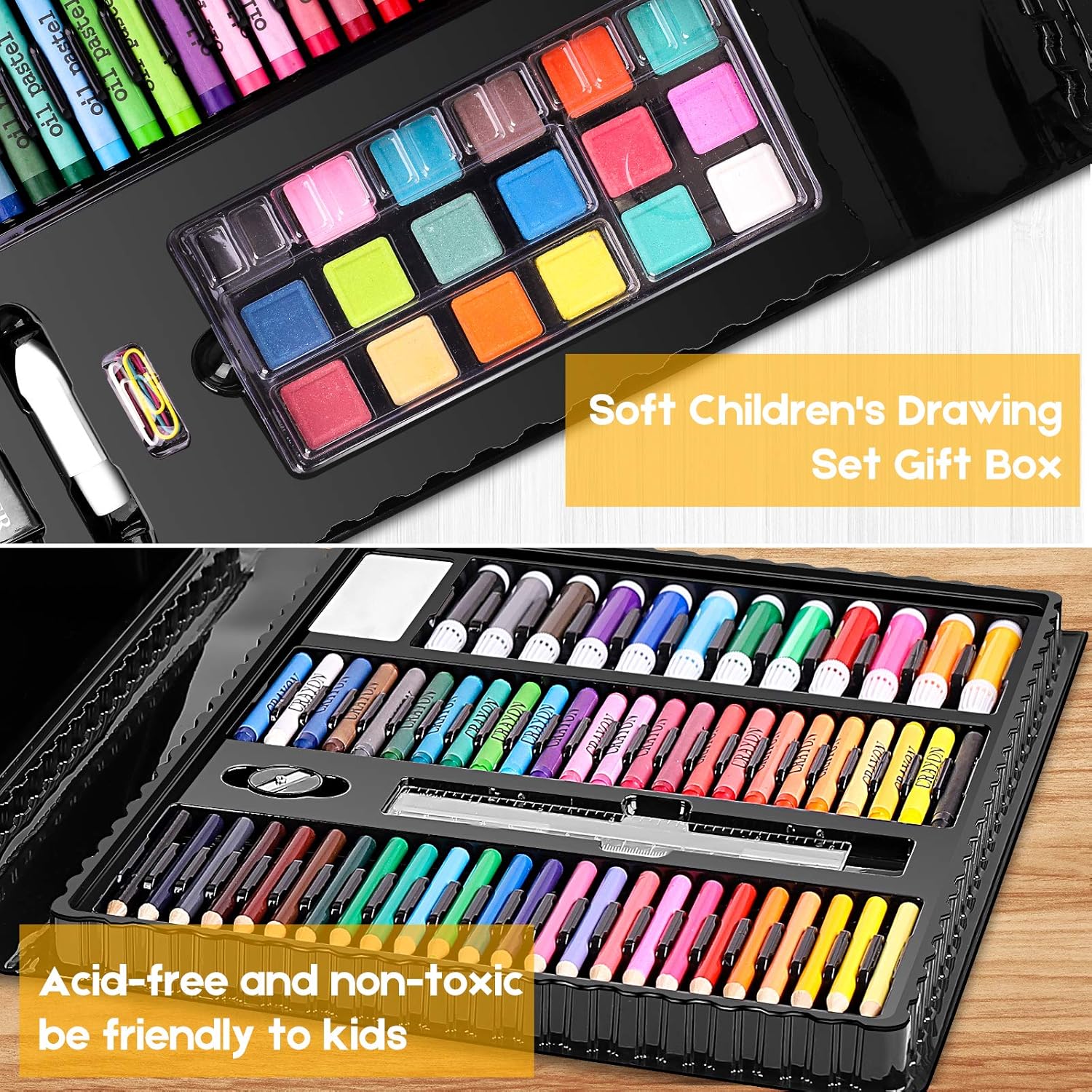 Art Set, iBayam 222 Pack Art Supplies Drawing Kit for Kids Girls Boys Teens Artist Children 5 6 7 8 9 11 12, Deluxe Beginners Art Case Gift with Trifold Easel, 2 Sketch Pads, Pastels, Crayons, Pencils