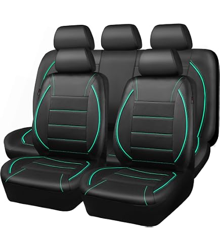 Kigai Universal 2-Piece Car Seat Covers - Green Leaves Pattern, Elastic Polyester, Fits Most Bucket Seats - View #2