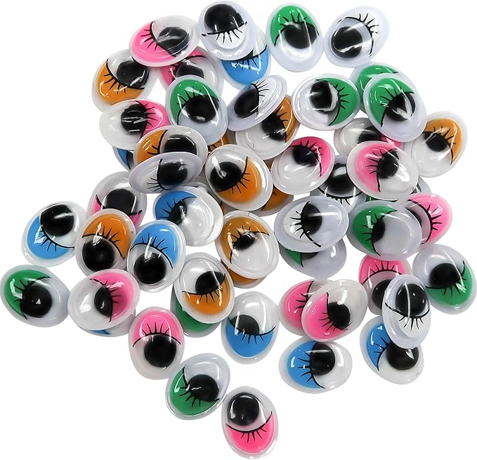 TOAOB 250pcs 10mm Yeux Mobiles avec Autoadhésif Ovale coloré DIY